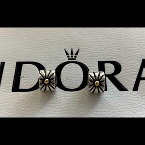 SOLD AS A PAIR Pandora Vintage and Retired Two Tone Sunburst Clips.